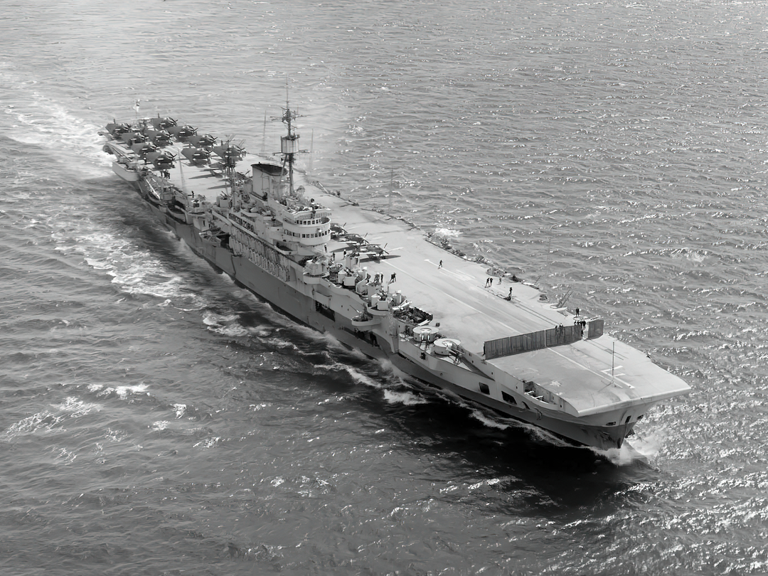 HMS Indefatigable R10 Implacable Class Aircraft Carrier Aerial Starboard Bow Norway Photo Print - Posters, Prints, & Visual Artwork - by Hampshire Prints (image 1 of 9)