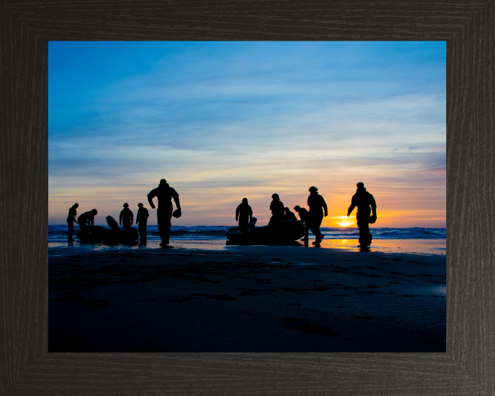 Royal Marine Commando practice surf drills Photo Print - 40 Commando Posters, Prints, & Visual Artwork Hampshire Prints 10 x 8 Black Frame No