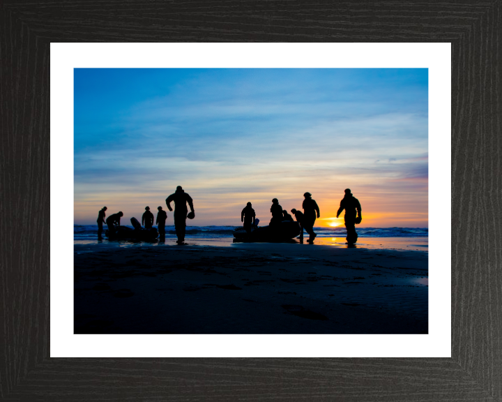 Royal Marine Commando practice surf drills Photo Print - 40 Commando Posters, Prints, & Visual Artwork Hampshire Prints 10 x 8 Black Frame Yes