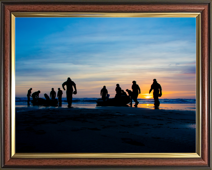 Royal Marine Commando practice surf drills Photo Print - 40 Commando Posters, Prints, & Visual Artwork Hampshire Prints 10 x 8 Classic Frame No