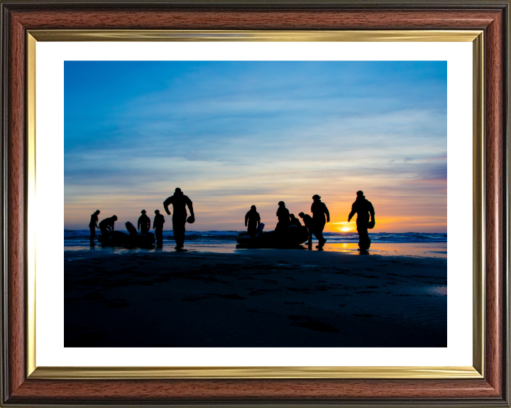 Royal Marine Commando practice surf drills Photo Print - 40 Commando Posters, Prints, & Visual Artwork Hampshire Prints 10 x 8 Classic Frame Yes