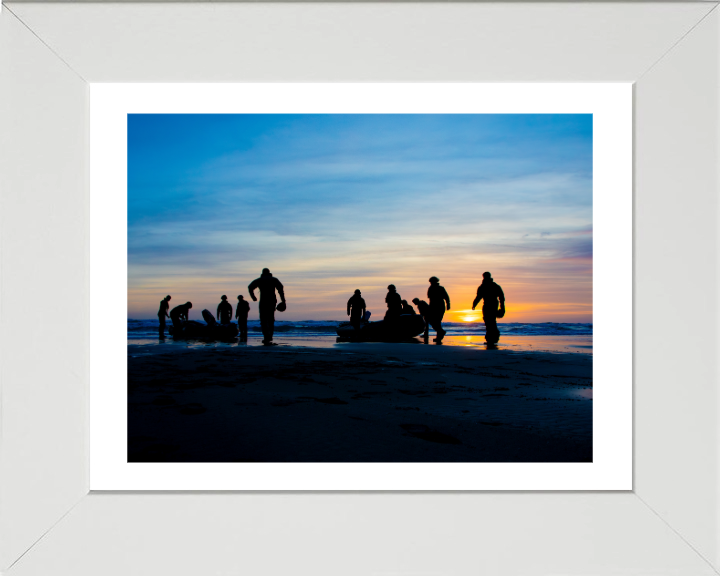 Royal Marine Commando practice surf drills Photo Print - 40 Commando Posters, Prints, & Visual Artwork Hampshire Prints 10 x 8 White Frame Yes