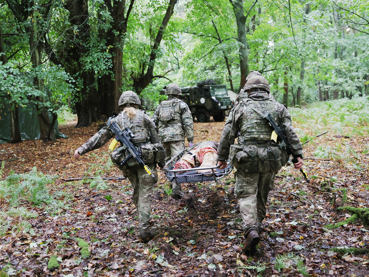 Medical Regiment Personnel Carry a Stretcher Photo Print - British Army
