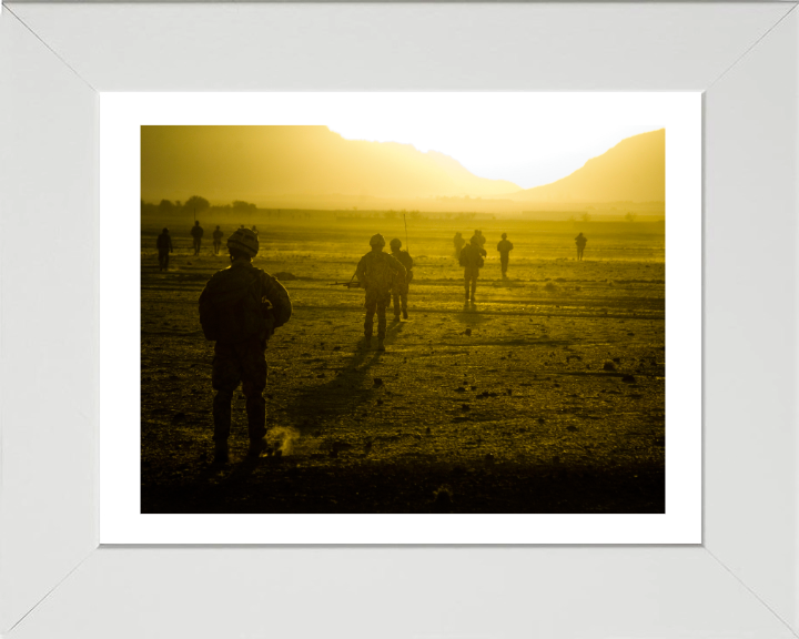 Royal Marine Commando Patrol at Dawn Photo Print - 40 Commando Posters, Prints, & Visual Artwork Hampshire Prints 10 x 8 White Frame Yes