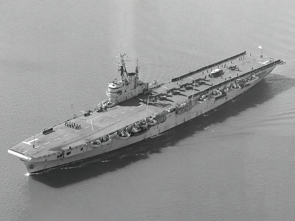 HMS Theseus R64 Colossus Class Aircraft Carrier Leaving Harbour