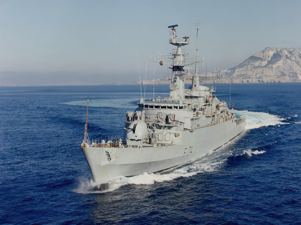 HMS Alacrity F174 Type 21 Frigate Off Gibraltar