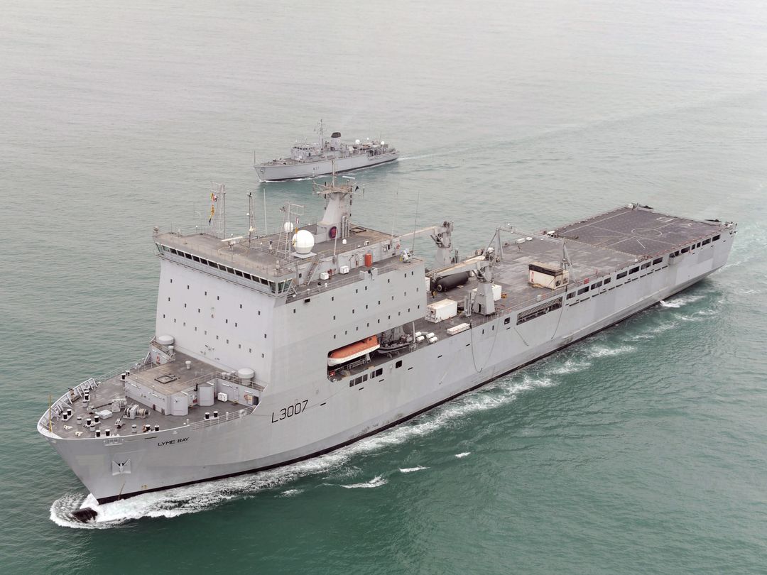 RFA Lyme Bay L3007 Bay Class Ship November 2009 High Port Bow View