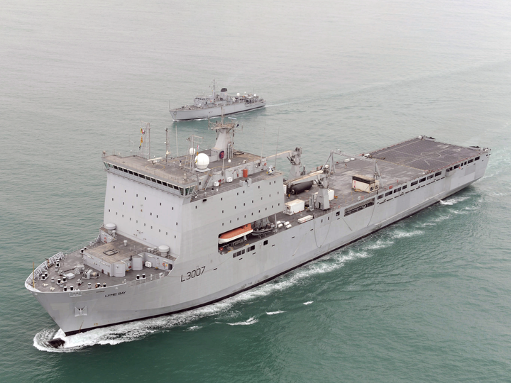 RFA Lyme Bay L3007 Bay Class Ship November 2009 High Port Bow View