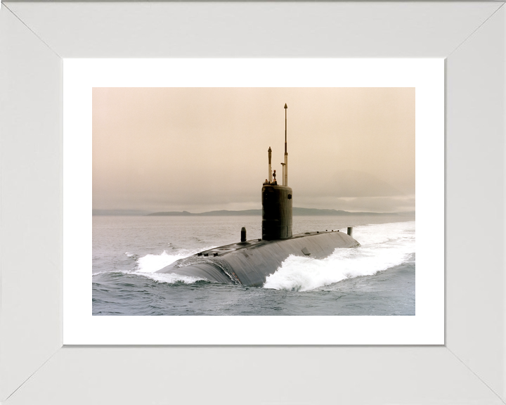 HMS Sovereign S108 Swiftsure Class Submarine 1992 Leaving Faslane Port Bow