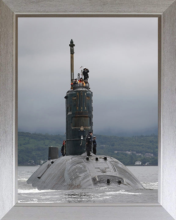 HMS Torbay (S90) Photo Print - Starboard Bow View - Royal Navy Trafalgar Class Submarine Posters, Prints, & Visual Artwork Hampshire Prints 10 x 8 Silver Frame No