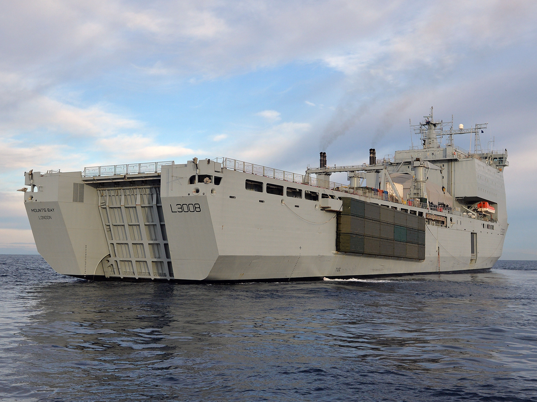 RFA Mounts Bay L3008 Bay Class Ship March 2016 Starboard Quarter View
