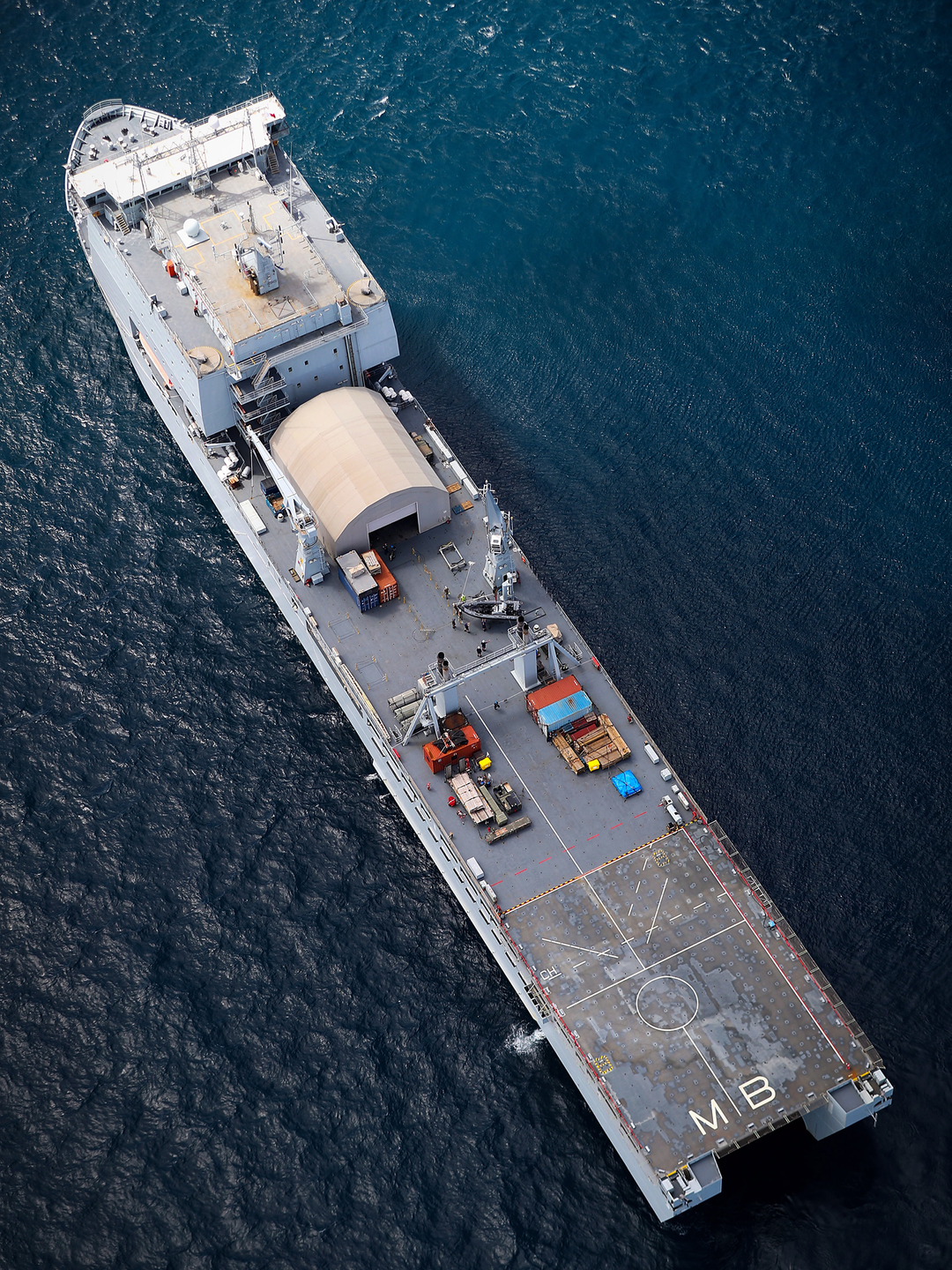 RFA Mounts Bay L3008 Bay Class Ship July 2018 From Above