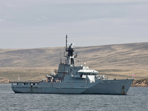 HMS Clyde P257 River Class Patrol Vessel 5 February 2014 At Anchor
