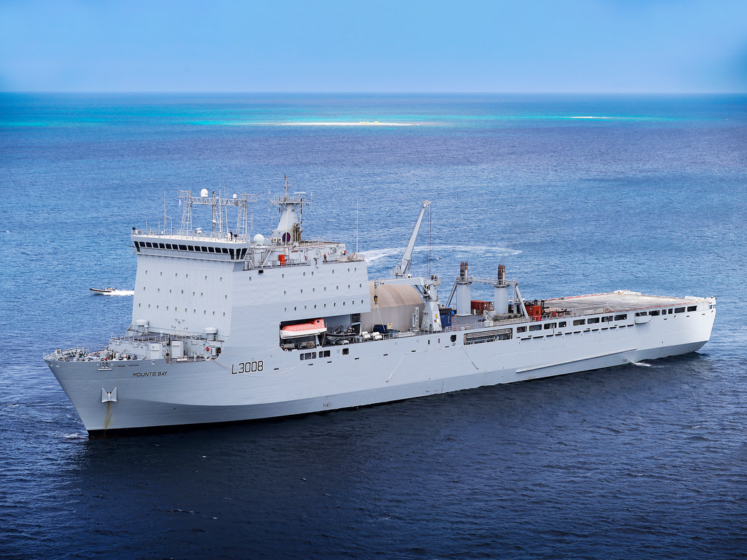 RFA Mounts Bay L3008 Bay Class Ship July 2018 Port View