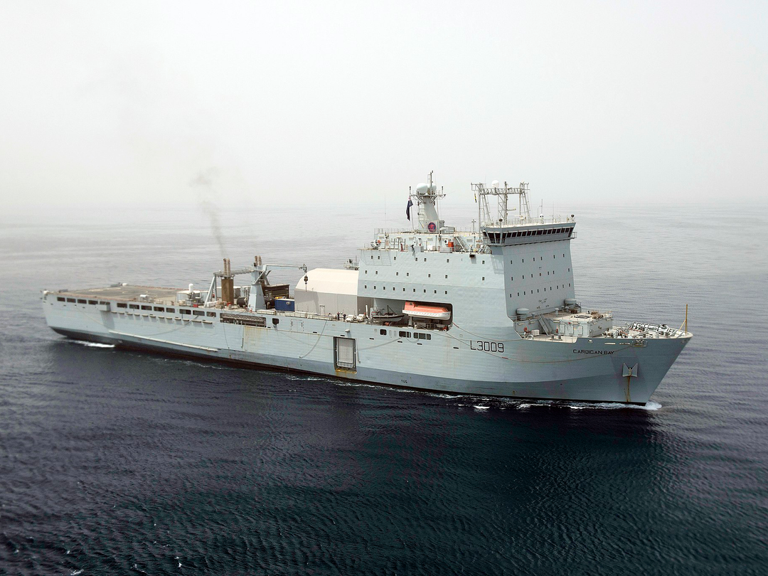 RFA Cardigan Bay L3009 Bay Class Ship High Starboard Bow View