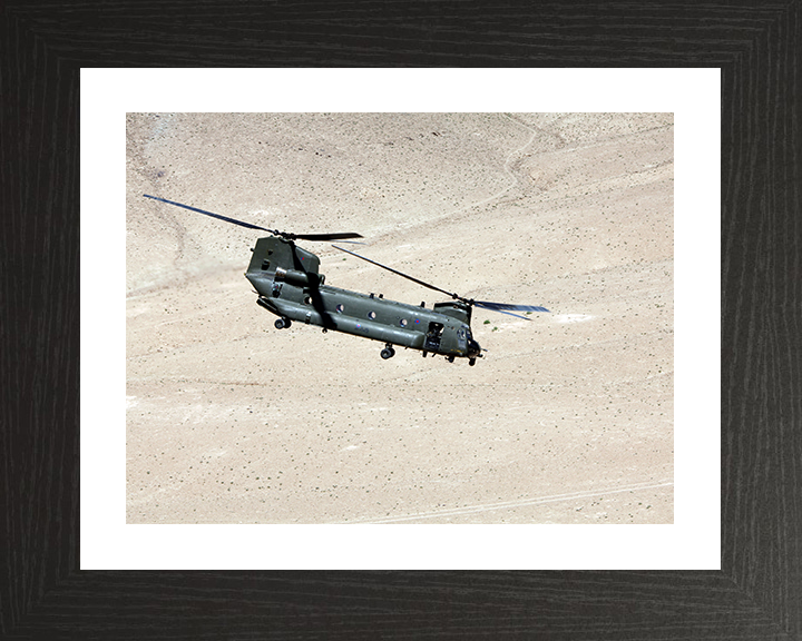 RAF Chinook Helicopter Afghanistan Photo Print - Royal Air Force Aircraft Hampshire Prints 10 x 8 Black Frame Yes