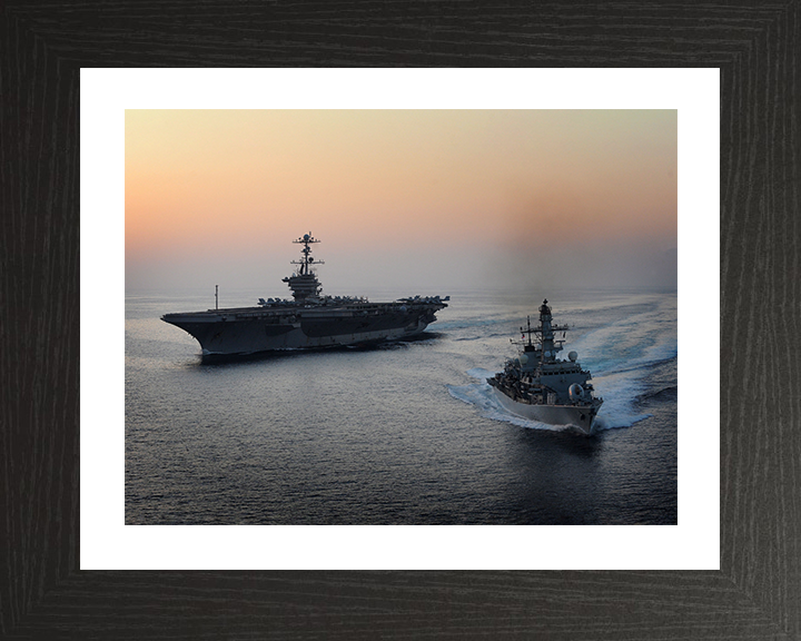 HMS St Albans (F83) Photo Print - With USS John C Stennis - Royal Navy Type 23 Frigate Hampshire Prints 10 x 8 Black Frame Yes