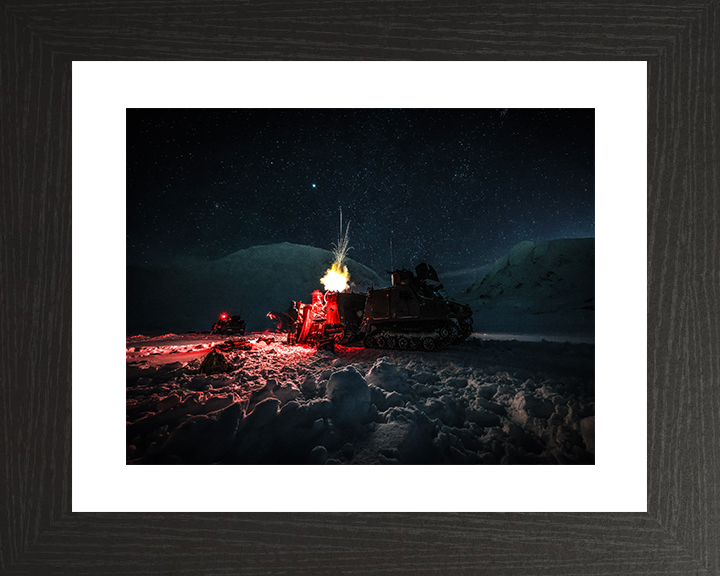 Royal Marine Commando Mortar Team Fire under Stars Photo Print 45 Commando Marines Wall Art Military Decor Posters, Prints, & Visual Artwork Hampshire Prints 10 x 8 Black Frame Yes
