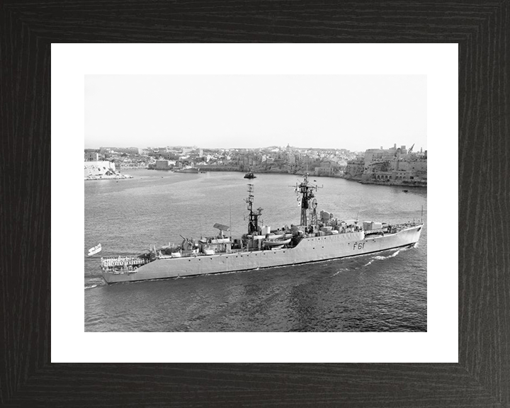 HMS Llandaff (F61) - Valletta 1961 - Royal Navy Salisbury Class Frigate Photo Print Wall Art Naval Decor UK Posters, Prints, & Visual Artwork Hampshire Prints 10 x 8 Black Frame Yes