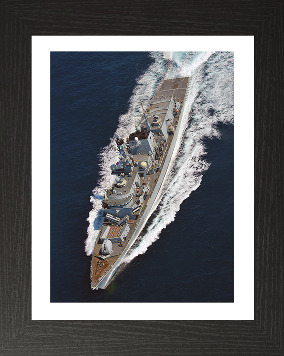 HMS Monmouth (F235) Photo Print - from Above 2012 - Royal Navy Type 23 Frigate Hampshire Prints 10 x 8 Black Frame Yes