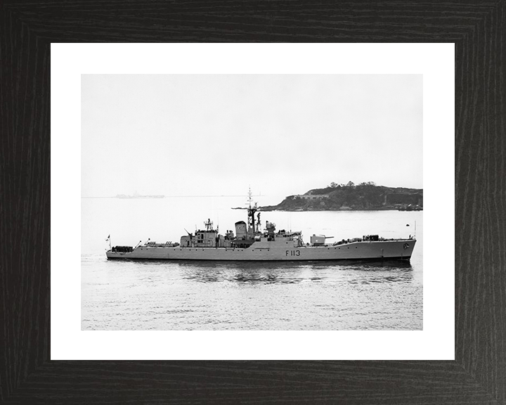 HMS Falmouth (F113) Photo Print - Entering Harbour 1962 - Royal Navy Rothesay Class Frigate Posters, Prints, & Visual Artwork Hampshire Prints 10 x 8 Black Frame Yes
