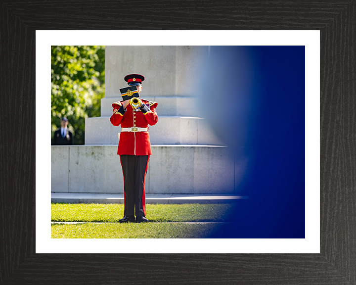 Bugler plays The Last Post Photo Print - British Army Hampshire Prints 10 x 8 Black Frame Yes