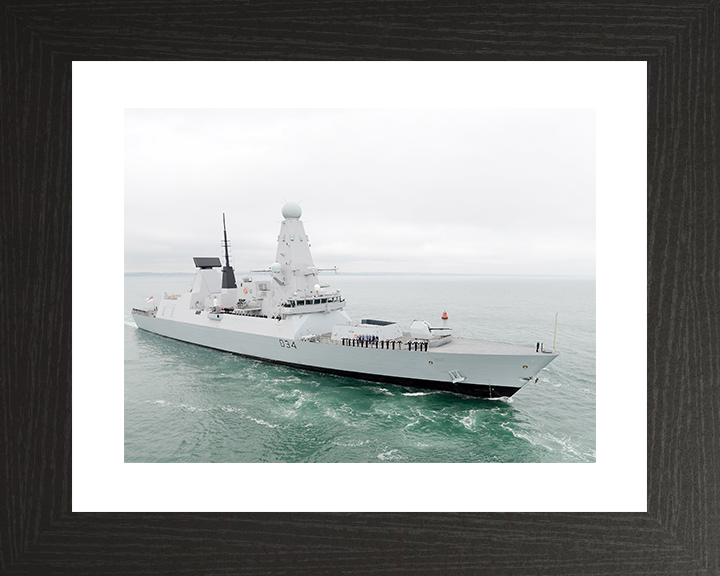 HMS Diamond (D34) Royal Navy Type 45 Destroyer Entering Harbour Photo Print Wall Art Decor Posters, Prints, & Visual Artwork Hampshire Prints 10 x 8 Black Frame Yes