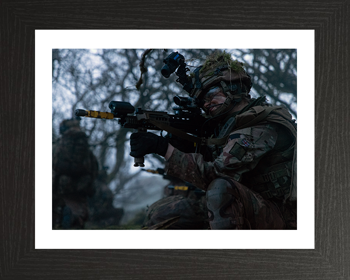 Female officer Cadet During an exercise Photo Print - British Army Hampshire Prints 10 x 8 Black Frame Yes