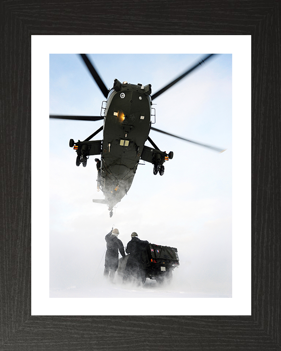 Sea King Mk4 Helicopter load lifting 2012 Photo Print - Royal Navy Aircraft Posters, Prints, & Visual Artwork Hampshire Prints 10 x 8 Black Frame Yes