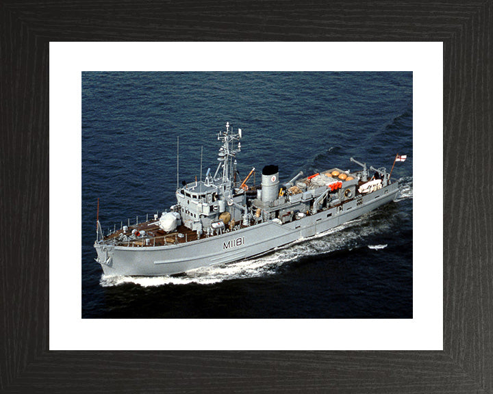 HMS Sheraton (M1181) Photo Print - High Port Side View - Royal Navy Ton Class Minesweeper Hampshire Prints 10 x 8 Black Frame Yes