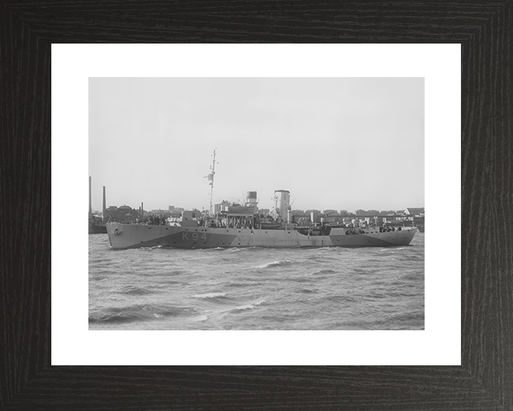 HMS Columbine (K94) Royal Navy Flower Class Corvette Port Side View Photo Print Wall Art Decor Posters, Prints, & Visual Artwork Hampshire Prints 10 x 8 Black Frame Yes