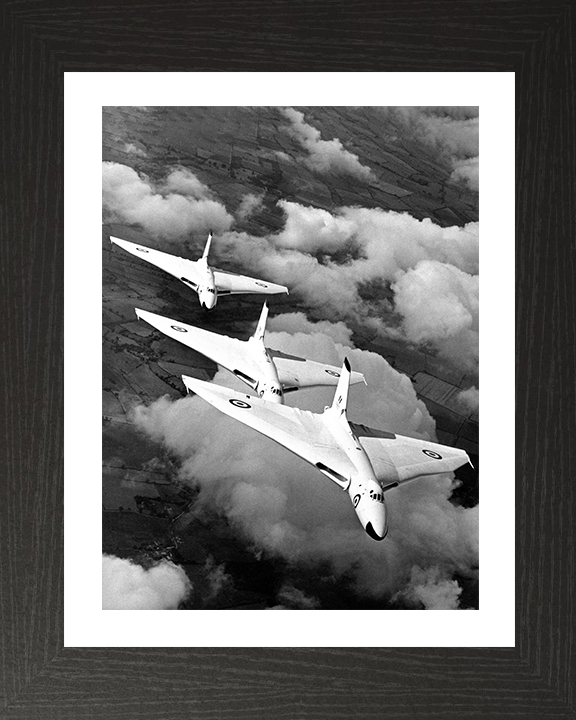 Three Avro Vulcan B1As in flight 1957 Photo Print - Royal Air Force Aircraft Hampshire Prints 10 x 8 Black Frame Yes