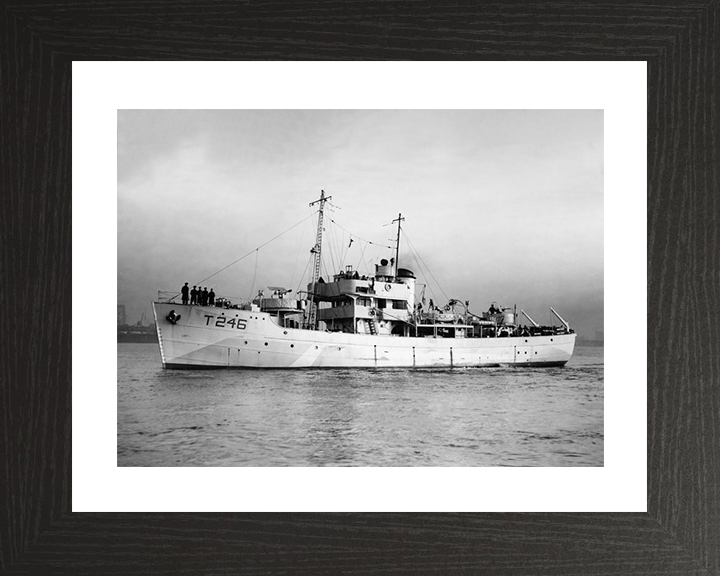 HMS Gweal (T246) Royal Navy Isles Class Trawler Leaving Harbour 1942 Photo Print Wall Art Decor Posters, Prints, & Visual Artwork Hampshire Prints 10 x 8 Black Frame Yes