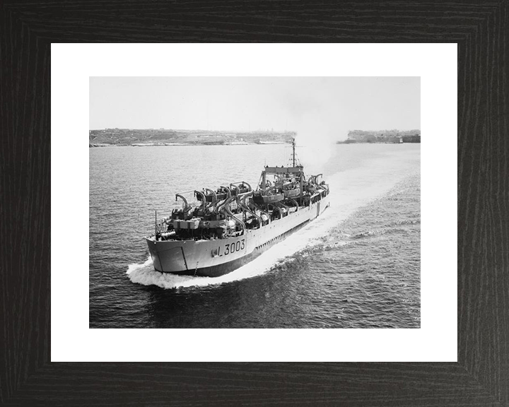 HMS Anzio (L3003) Royal Navy Tank Landing Craft Port Bow View Warship Photo Print Wall Art Decor Posters, Prints, & Visual Artwork Hampshire Prints 10 x 8 Black Frame Yes