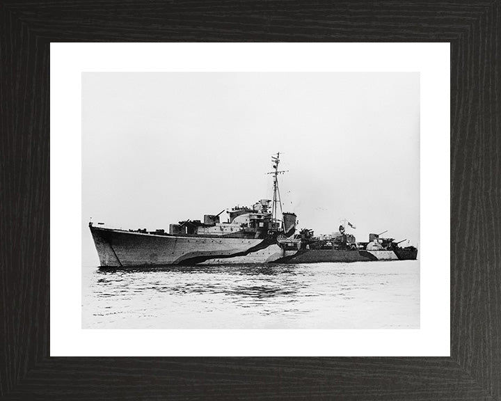 HMS Queenborough (G70) Photo Print - Port Side - Royal Navy Q Class Destroyer Hampshire Prints 10 x 8 Black Frame Yes