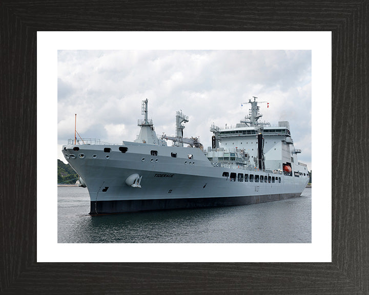 RFA Tiderace (A137) Photo Print - Low Port Side View - Royal Fleet Auxiliary Tide Class Tanker Hampshire Prints 10 x 8 Black Frame Yes