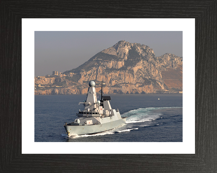 HMS Defender (D36) Photo Print - Off Gibraltar 2014 - Royal Navy Type 45 Destroyer Posters, Prints, & Visual Artwork Hampshire Prints 10 x 8 Black Frame Yes