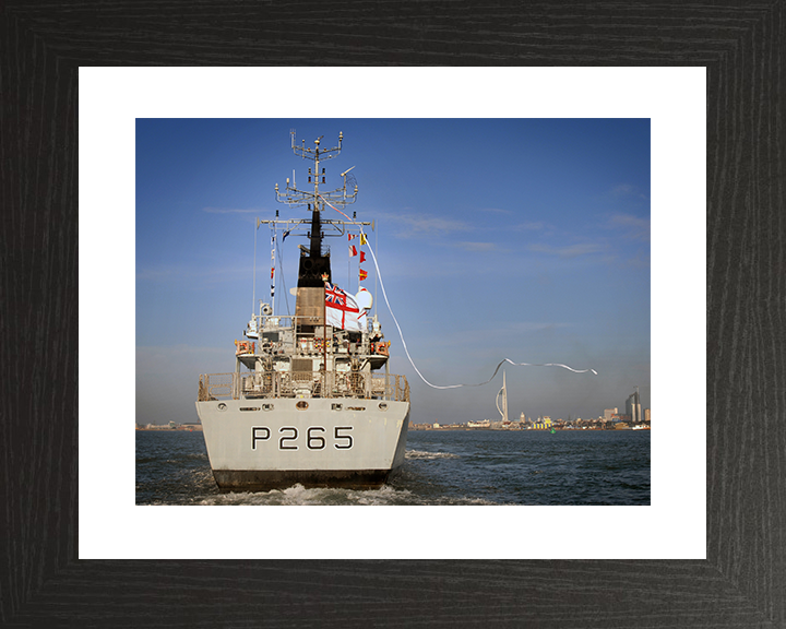 HMS Dumbarton Castle (P265) Royal Navy Castle Class Patrol Vessel Paying Off Photo Print Wall Art Decor Posters, Prints, & Visual Artwork Hampshire Prints 10 x 8 Black Frame Yes