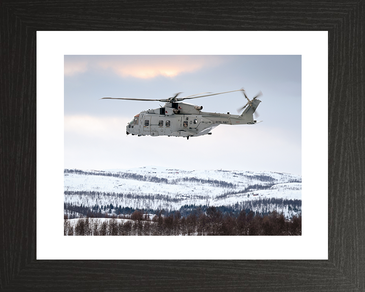 Merlin MK4 Helicopter above Norway 2026 Royal Navy Aircraft Photo Print Wall Art Naval Decor UK Posters, Prints, & Visual Artwork Hampshire Prints 10 x 8 Black Frame Yes