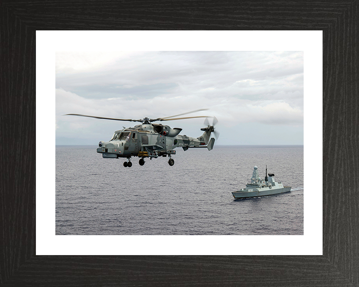 HMS Defender (D36) Photo Print - With Wildcat 2021 - Royal Navy Type 45 Destroyer Hampshire Prints 10 x 8 Black Frame Yes