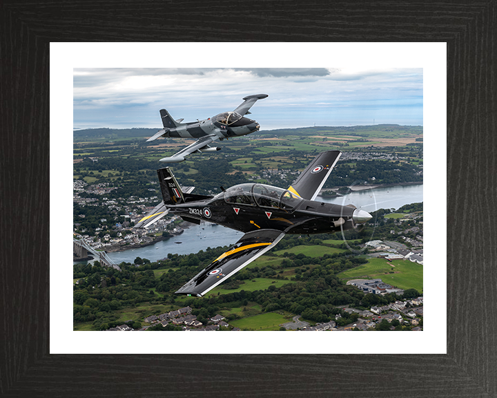 RAF T-6 Texan and a Strikemaster jet Photo Print - Royal Air Force Aircraft Hampshire Prints 10 x 8 Black Frame Yes