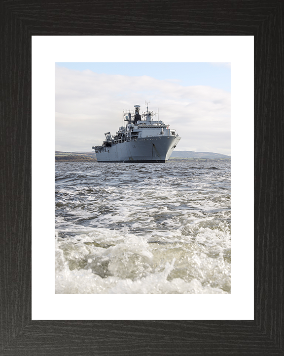 HMS Albion (L14) Royal Navy Albion Class Amphibious Ship Low Starboard Bow View Photo Print Wall Art Naval Decor Posters, Prints, & Visual Artwork Hampshire Prints 10 x 8 Black Frame Yes