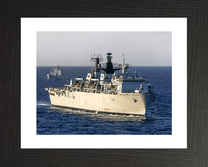 HMS Albion (L14) Royal Navy Albion Class Amphibious Ship Starboard Bow View Photo Print Wall Art Naval Decor Posters, Prints, & Visual Artwork Hampshire Prints 10 x 8 Black Frame Yes