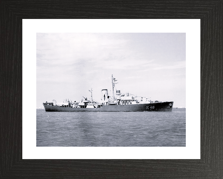 HMS La Malouine (K46) Photo Print - At Sea 1944 - Royal Navy Flower Class Corvette Posters, Prints, & Visual Artwork Hampshire Prints 10 x 8 Black Frame Yes