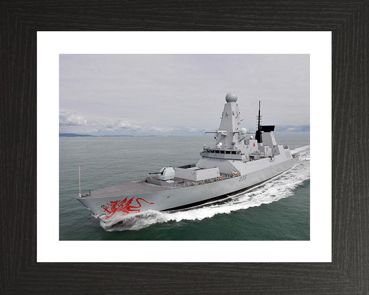 HMS Dragon (D35) Photo Print - At Speed 2011 - Royal Navy Type 45 Destroyer Hampshire Prints 10 x 8 Black Frame Yes
