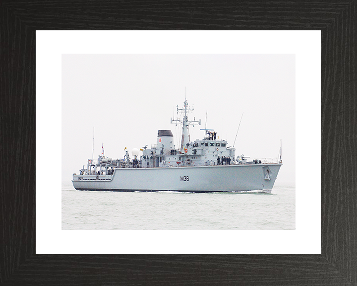 HMS Atherstone (M38) Royal Navy Hunt Class Mine Warfare Vessel Starboard View Photo Print Wall Art Decor Posters, Prints, & Visual Artwork Hampshire Prints 10 x 8 Black Frame Yes