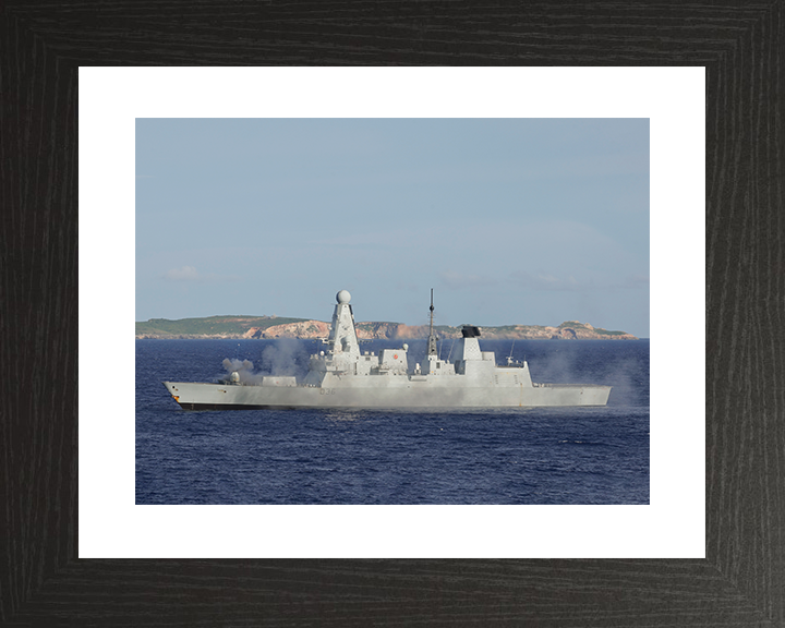 HMS Defender (D36) Royal Navy Type 45 Destroyer Gunnery Exercise Photo Print Wall Art Decor Posters, Prints, & Visual Artwork Hampshire Prints 10 x 8 Black Frame Yes