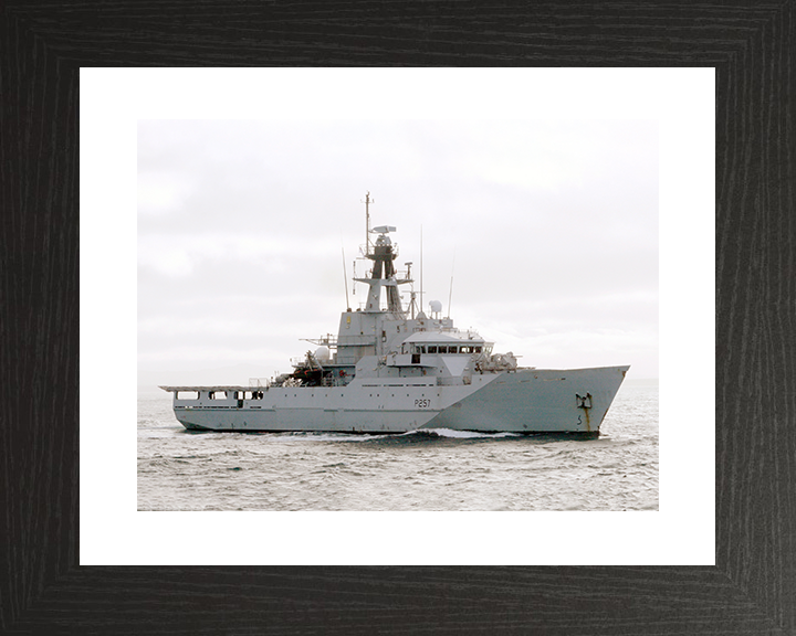 HMS Clyde (P257) Royal Navy River Class Patrol Vessel Underway Starboard Side View Photo Print Wall Art Decor Posters, Prints, & Visual Artwork Hampshire Prints 10 x 8 Black Frame Yes