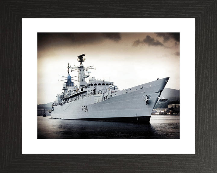 HMS Brave (F94) Royal Navy Type 22 Frigate Low Starboard Bow View Photo Print Wall Art Decor Posters, Prints, & Visual Artwork Hampshire Prints 10 x 8 Black Frame Yes