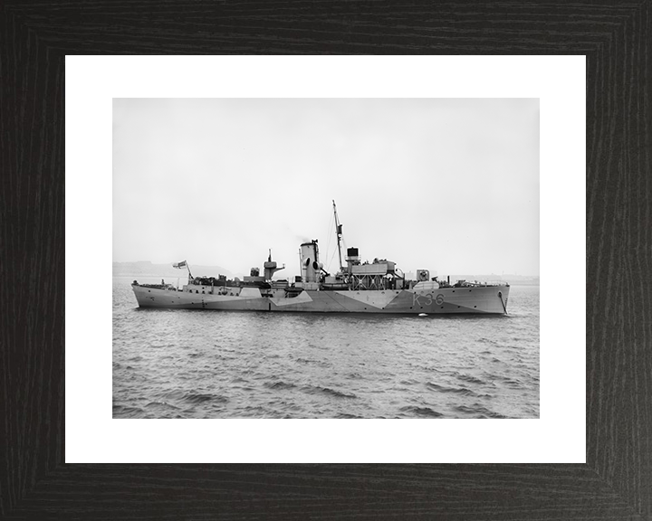 HMS Clematis (K36) Royal Navy Flower Class Corvette Starboard Beam View Photo Print Wall Art Decor Posters, Prints, & Visual Artwork Hampshire Prints 10 x 8 Black Frame Yes